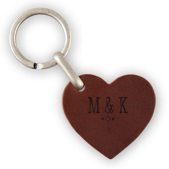 Leather keyring - Heart