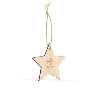 Engraved wooden Christmas decoration - Star - 4 pcs
