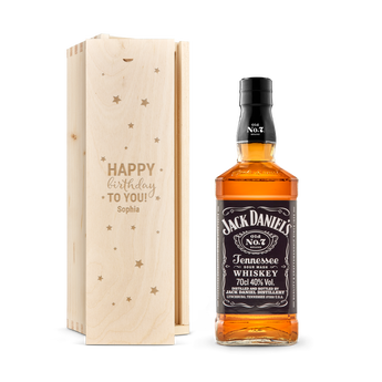 Jack Daniels whiskey in personalised case