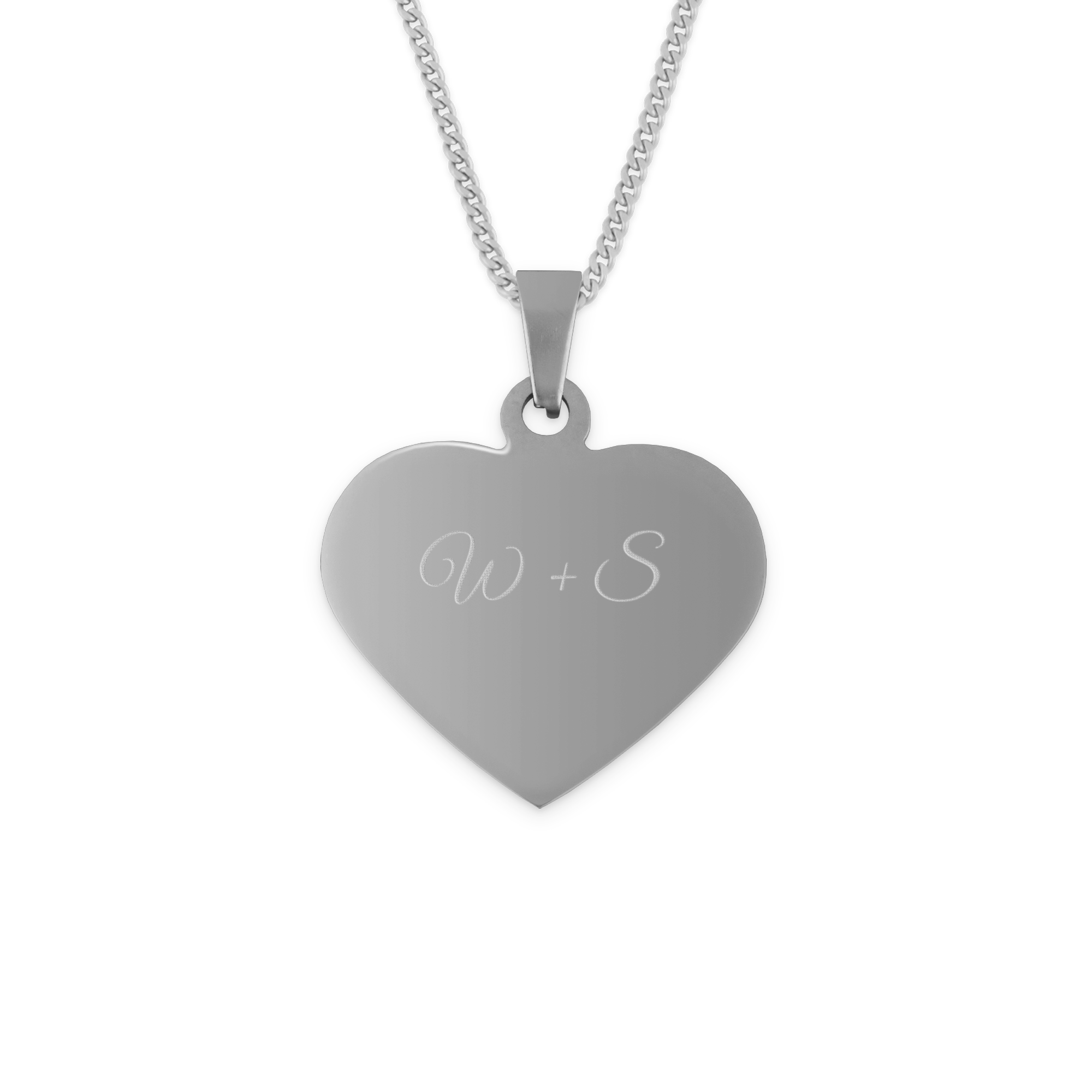 Hart ketting met naam - zilver