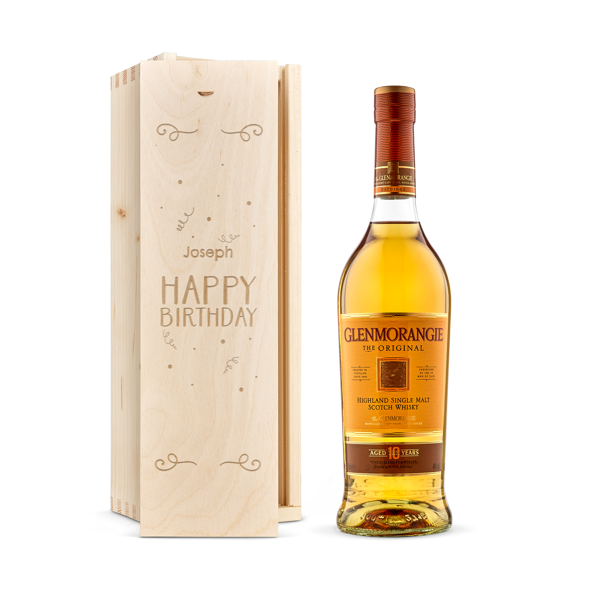 Personalised Whisky Gift - Glenmorangie Original - Wooden Case