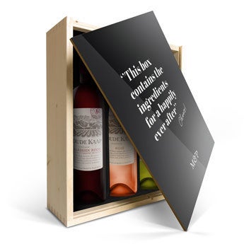 Wijnpakket in bedrukte kist - Oude Kaap - Wit, rood en rosé