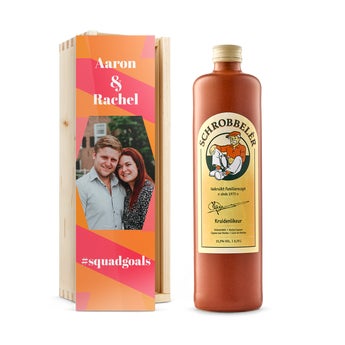 Personalised Schrobbelèr Liqueur Gift - Wooden Case