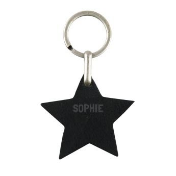 Porte-clé prénom en cuir - Etoile - Noirarron