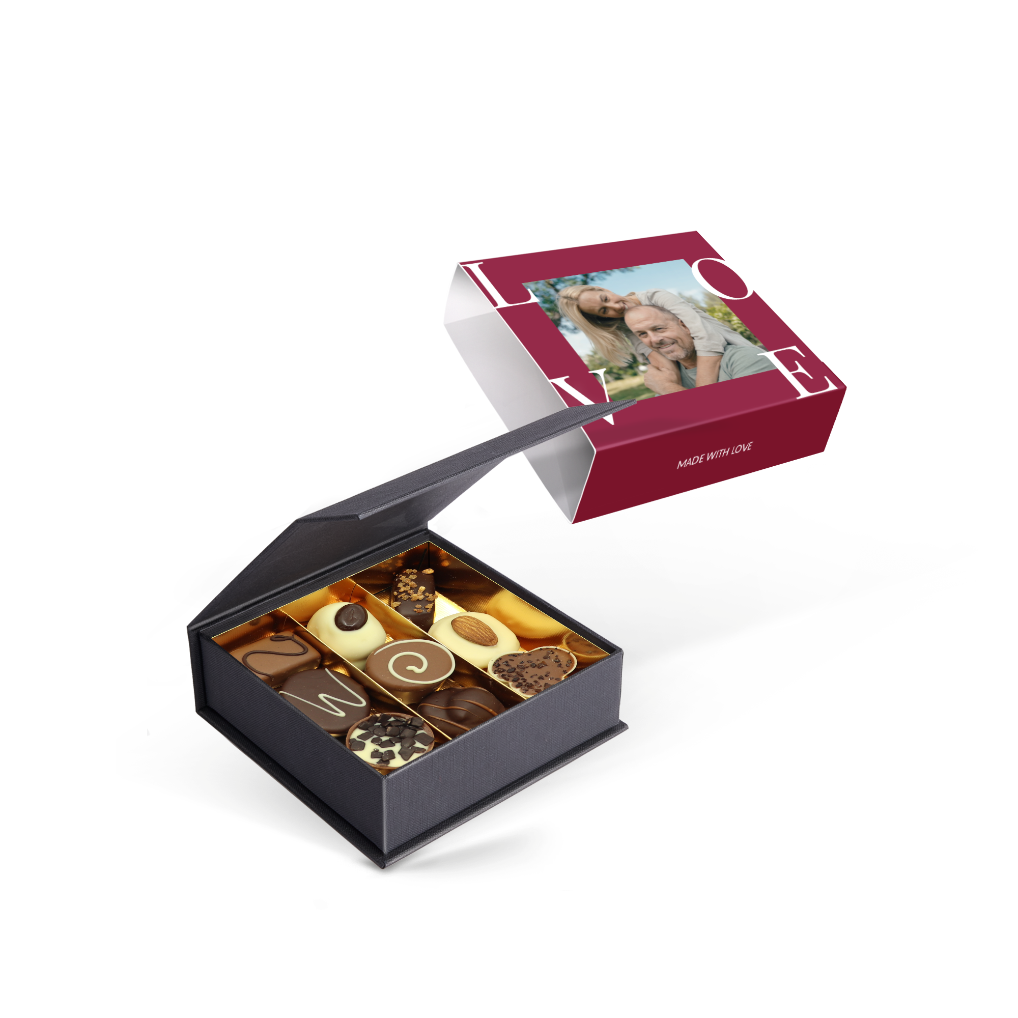 Boîte de chocolats personnalisée - Saint Valentin  - 9 pièces