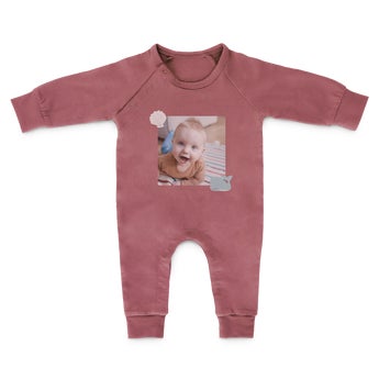 Babyplaysuit med tryk - Pink - 50/56