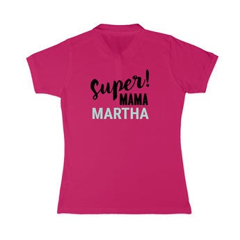 Camisa polo personalizada - Mulheres - Rosa - XXL