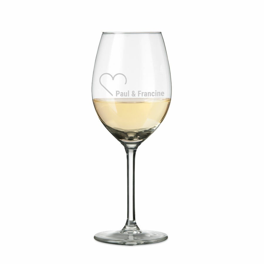 Wit wijnglas graveren - 6 stuks