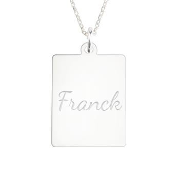Collier gravé carré - Argent