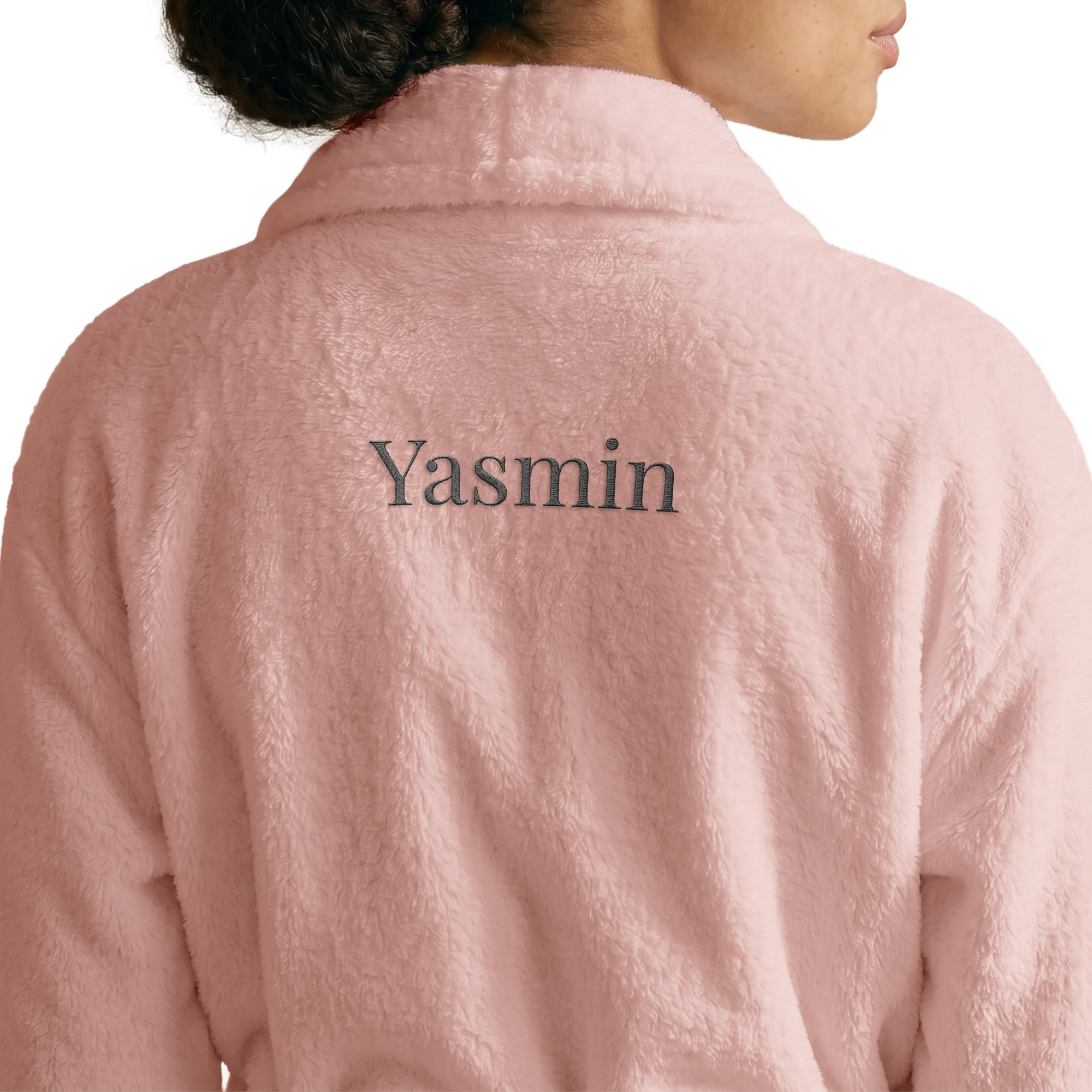 Peignoir polaire personnalisé pour Femme - Brodé - Rose - L/XL