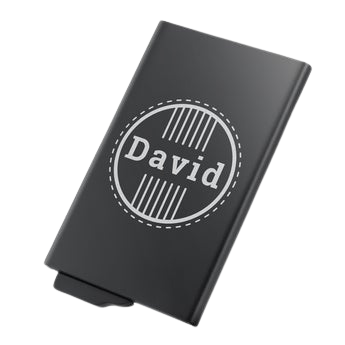 Card holder with name - metal - black