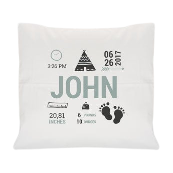 Personalised cushion - Newborn Baby - White - 40 x 40 cm