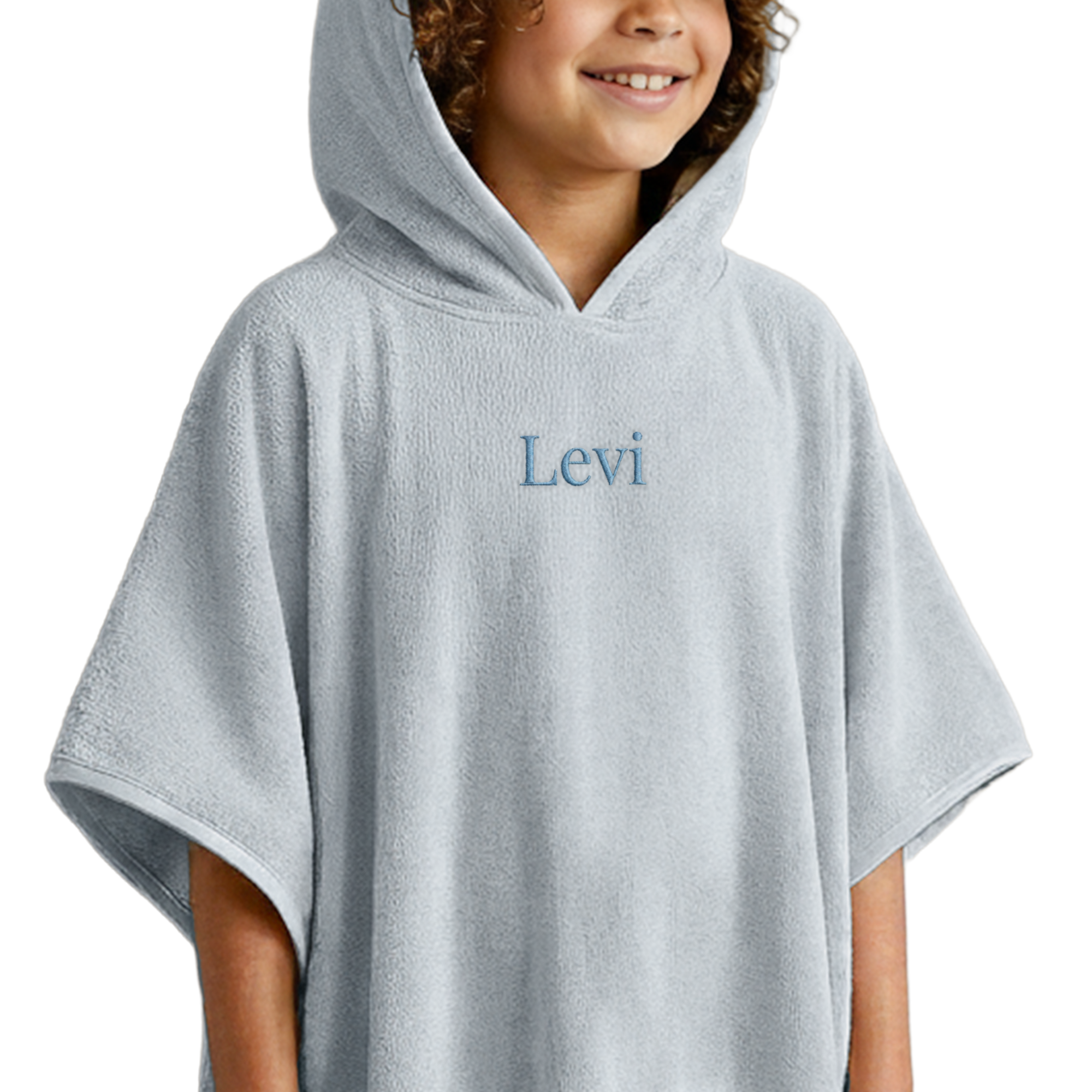 Kids poncho towel embroidered with name - 6/12 years - Blue