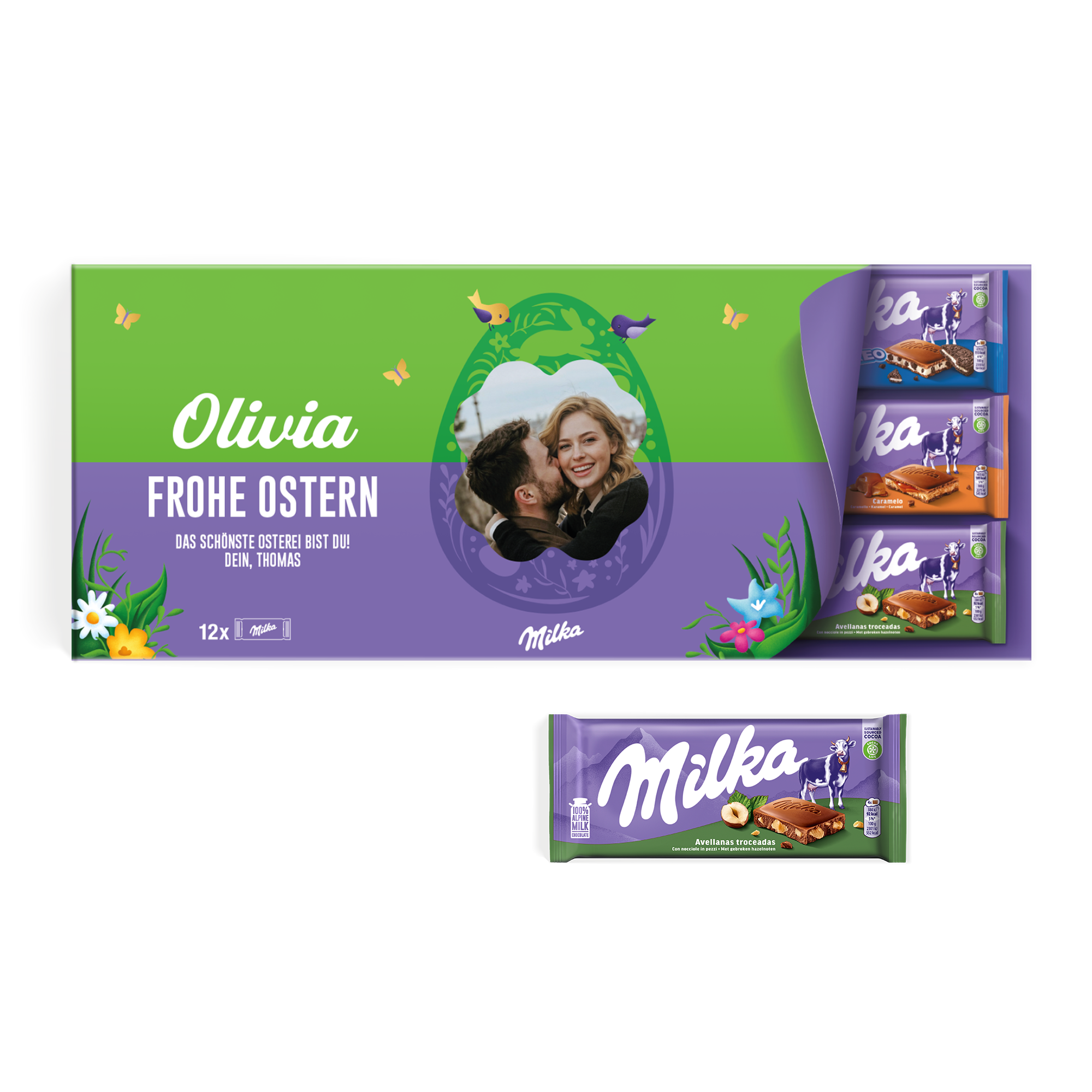 Riesen Milka Schokolade personalisieren mit Foto & Name - 12 Tafeln