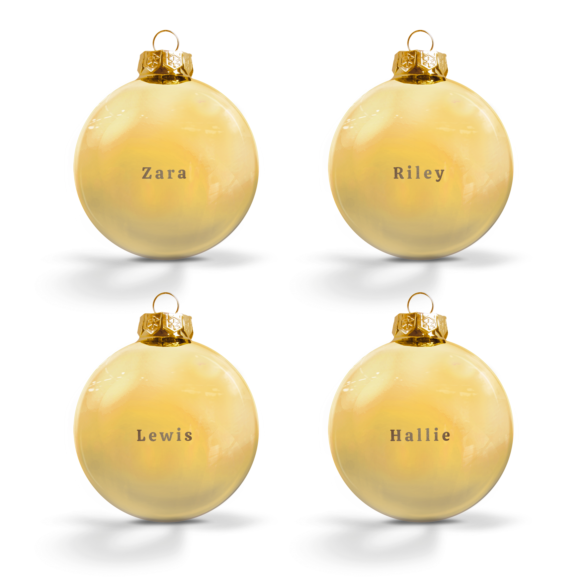 Personalised glass baubles - Gold (set of 4)