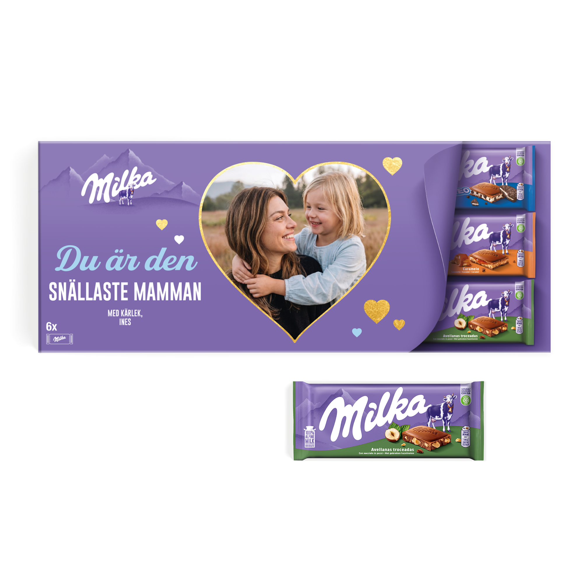 Mega Milka med tryckt namn