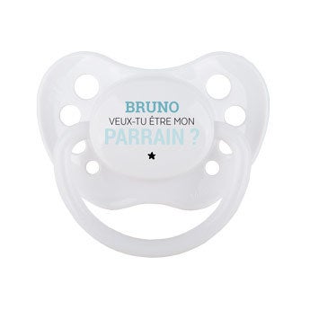 Tétine parrain avec prénom - Blanc