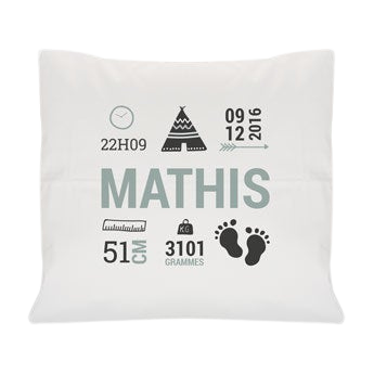 Coussin de naissance bébé personnalisé - 40x40 cm