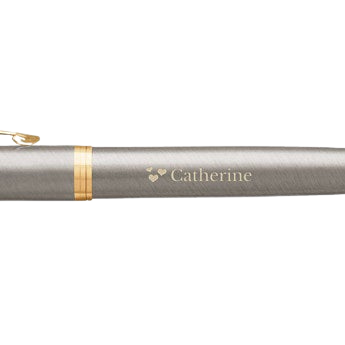 Personalised fountain pen - Parker - IM - Brushed metal - Right-handed