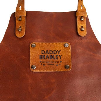 Father's Day leather apron with name - Brown