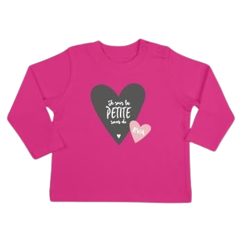 T-shirt bébé personnalisé - Manches longues - Fuchsia - 50/56