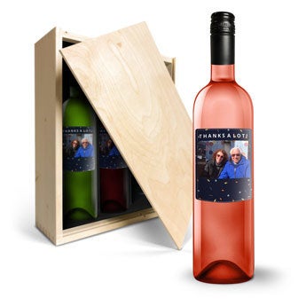 Vino z natisnjeno etiketo - Belvy - rdeče, belo in rose