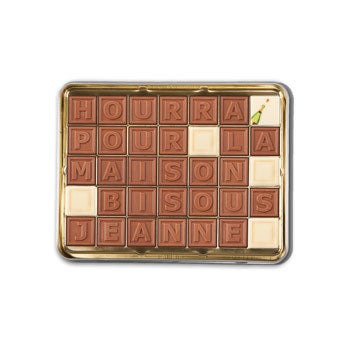 Chocotélégram® boîte en étain - 35 lettres