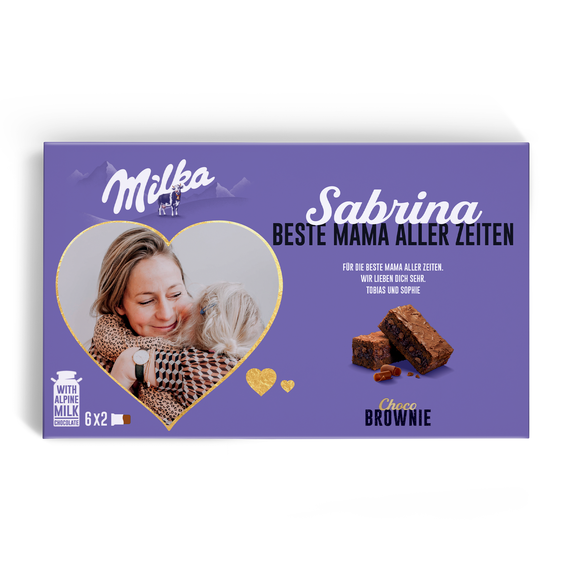 Personalisierte Milka Choco Brownie-Geschenkbox - Liebe