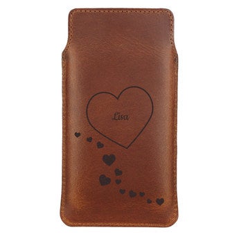 Leather phone case - L - Brown