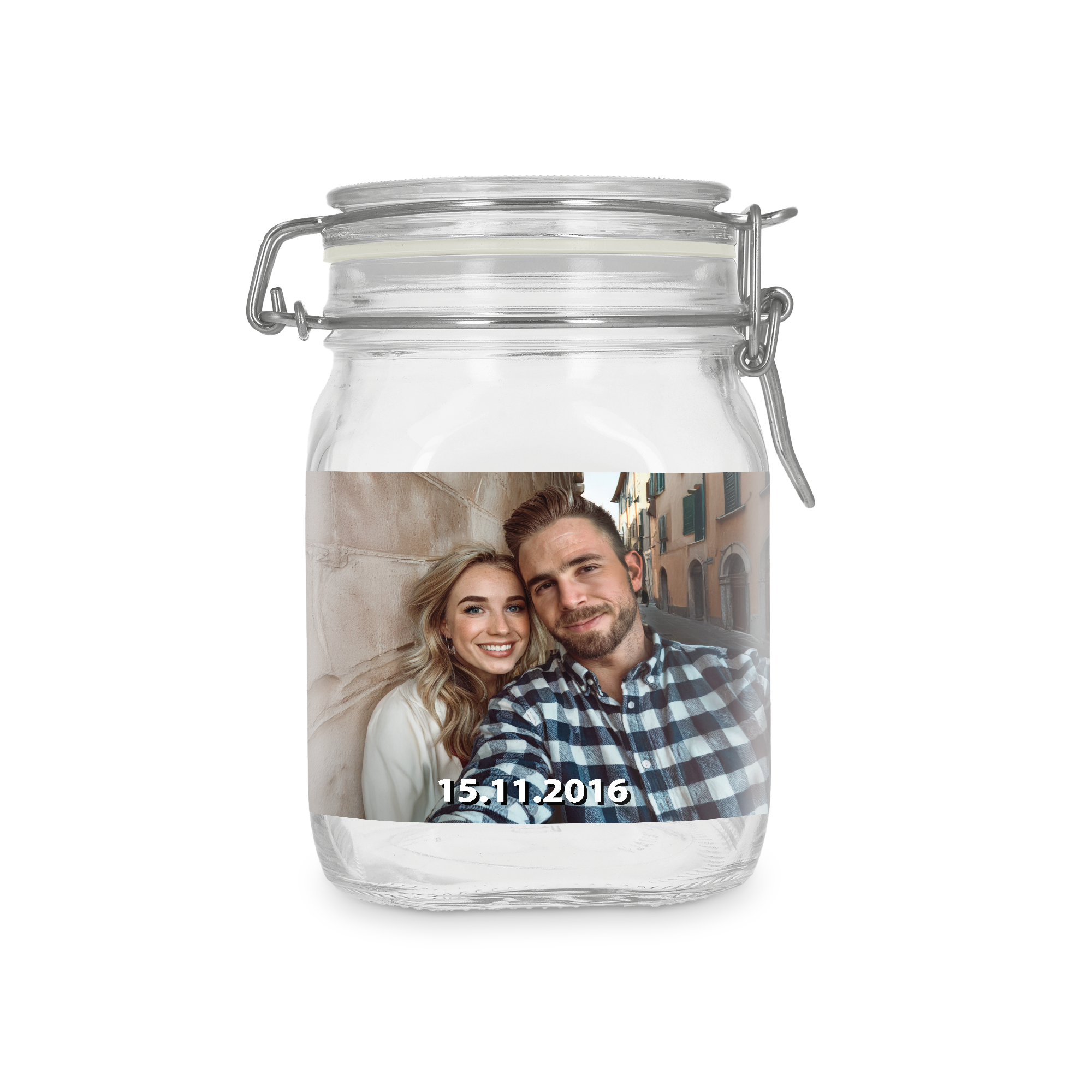 Glass jar with lid - 1l - personalised