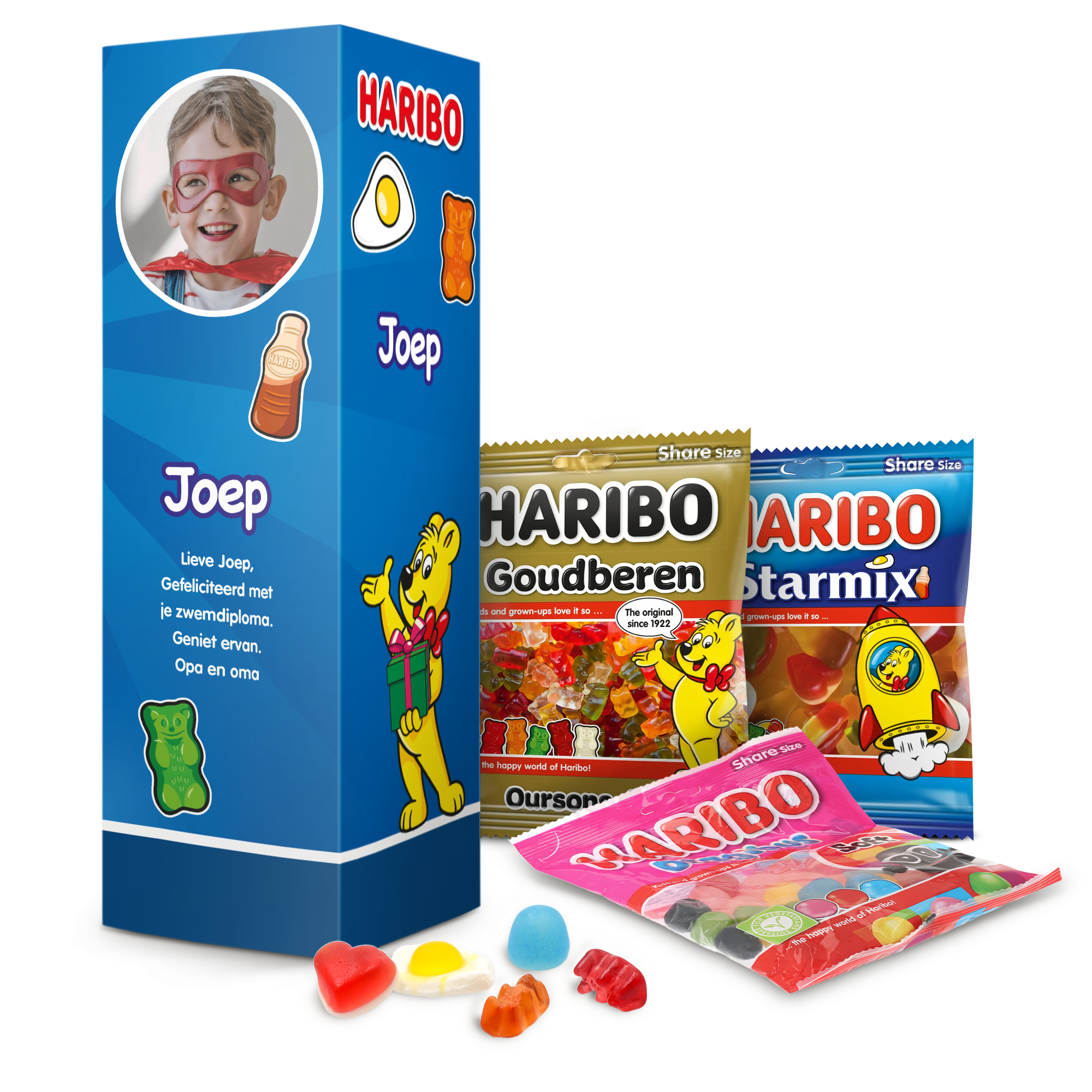 Gepersonaliseerd Haribo cadeaupakket (510 gram)