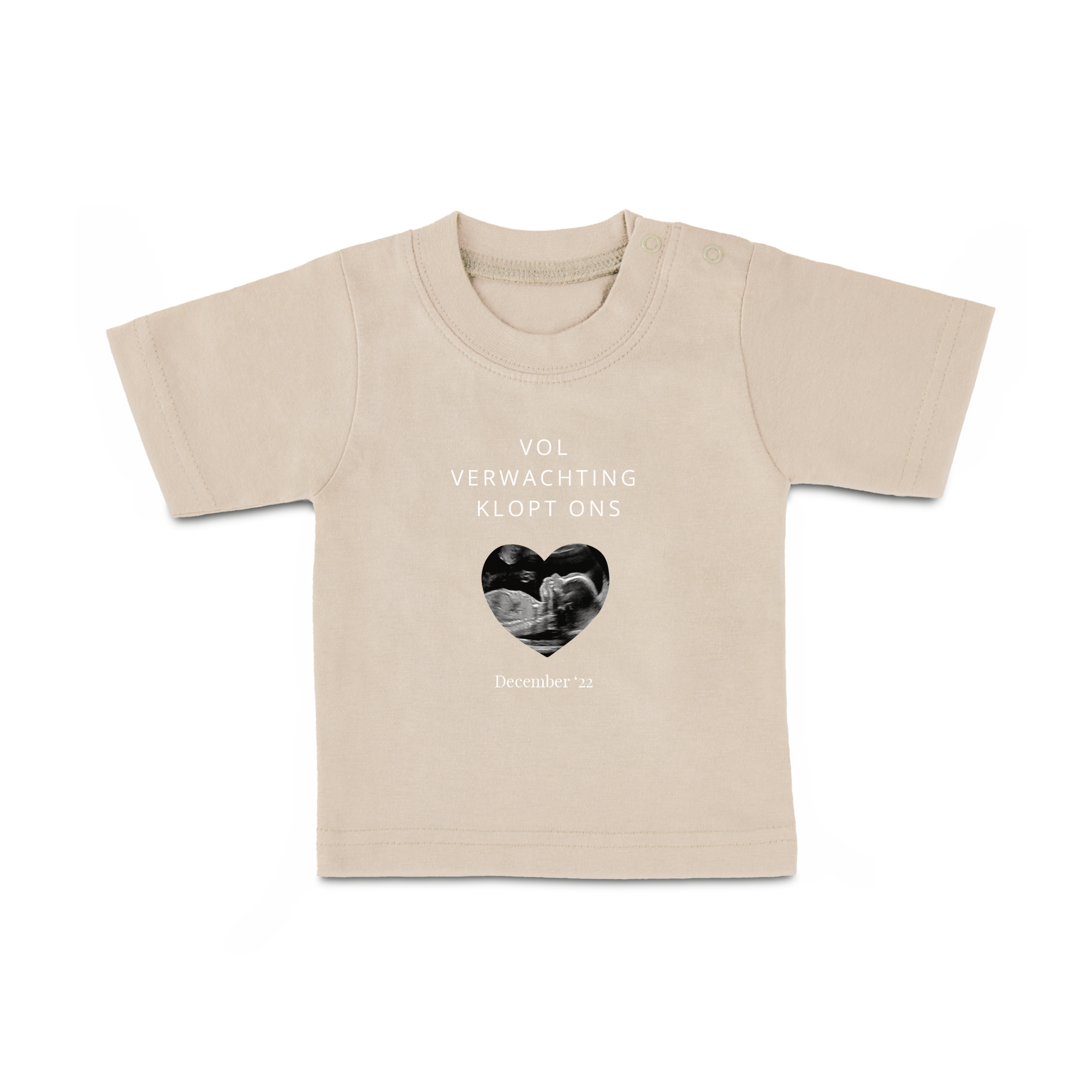 Baby shirt bedrukken - Korte mouw - Beige - 62/68
