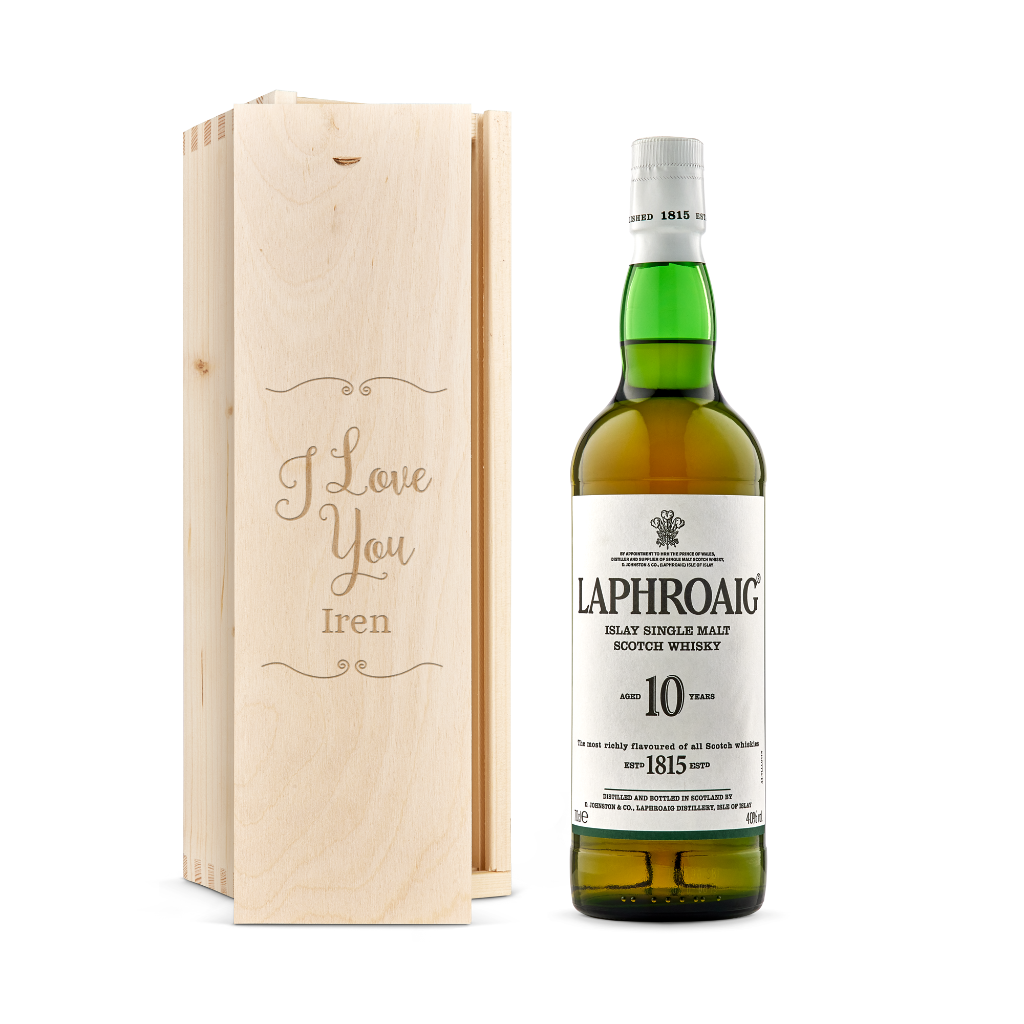 Laphroaig 10 Years whisky - Egyedi gravírozott dobozban