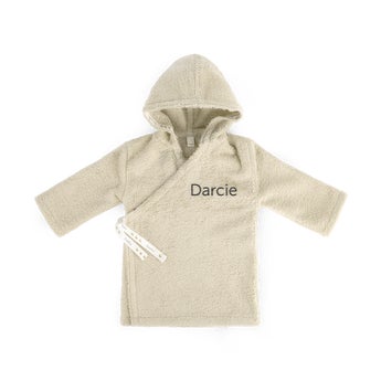 Embroidered baby bathrobe - 62/68 - Sand