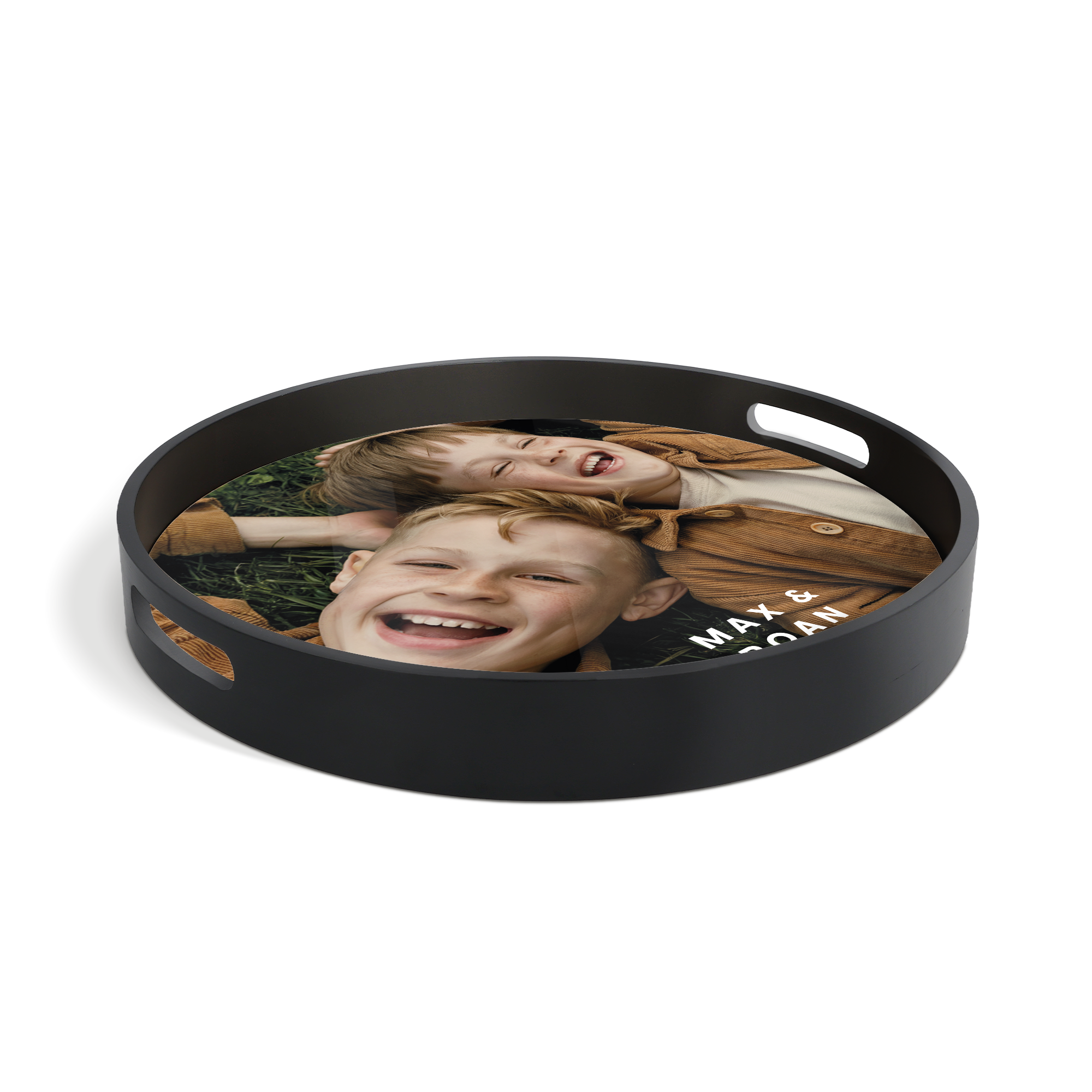 Personalised serving tray - Round - Black - 40 cm