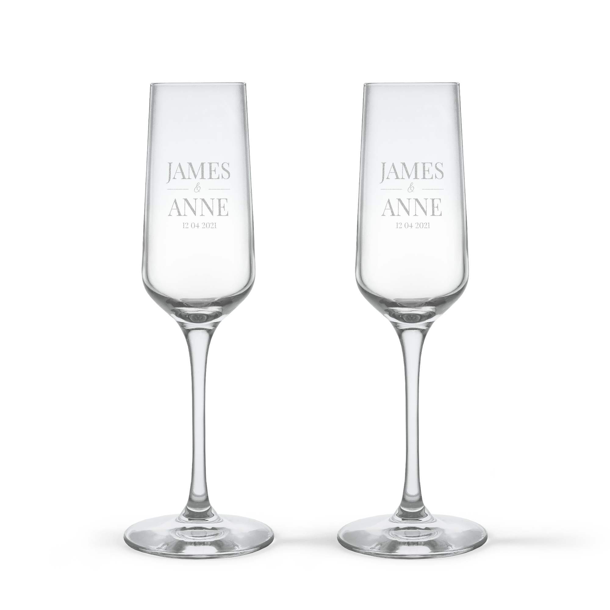 Champagnerglas mit Gravur - Modern - 2 Stück