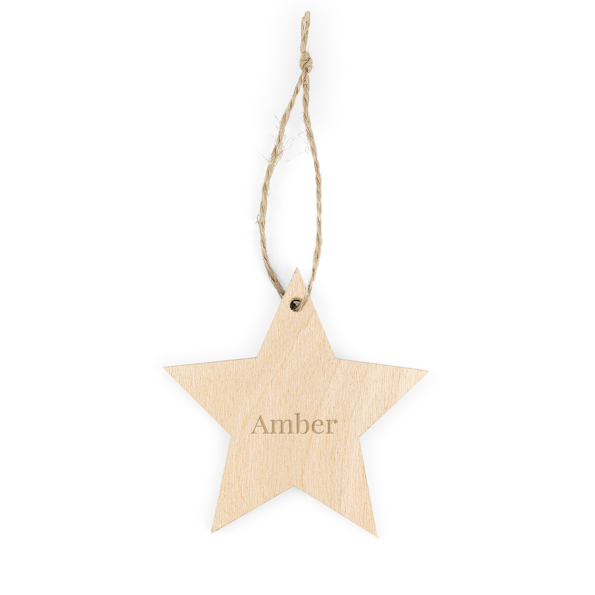 Personalised Christmas decorations - Wood - Engraved - Star - 8 pcs