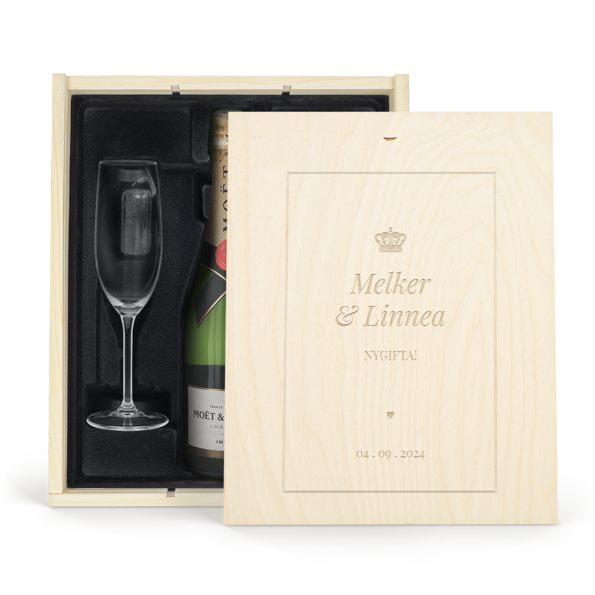 Personliga Moët & Chandon champagneset med glas