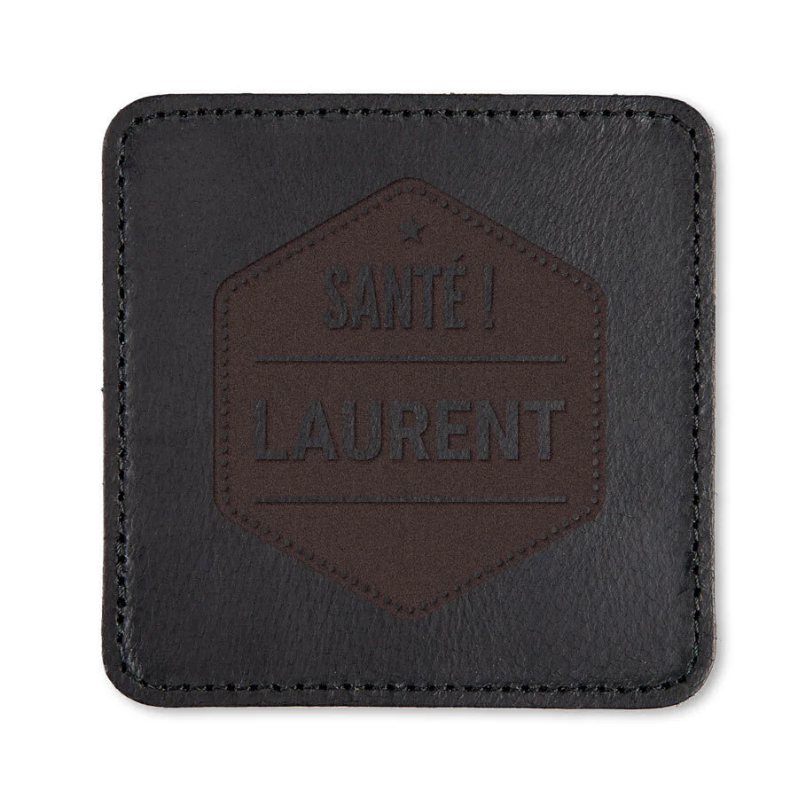 Dessous de verre en cuir gravé - Noir - 1 pièce