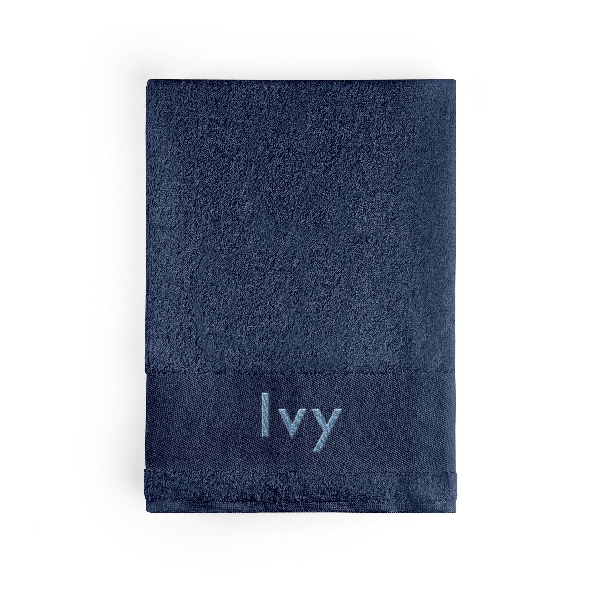 Embroidered bath towel - Navy