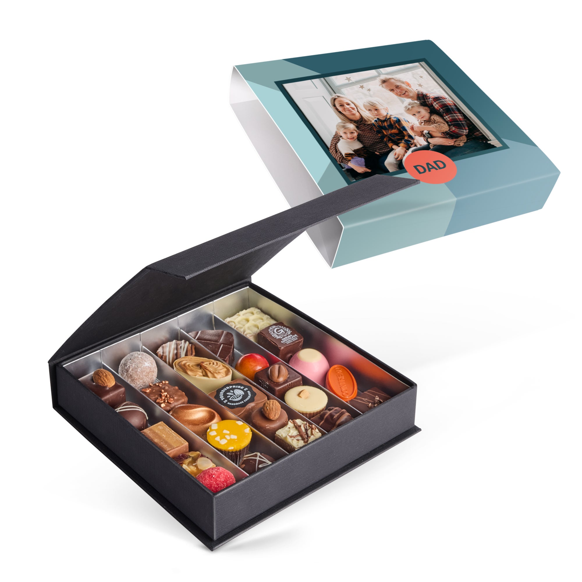 Chocolates personalizados em caixa de presente (25 chocolates)