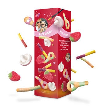 Bonbons Red Band Magical Partymix dans une boîte cadeau personnalisée