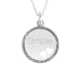 Runder Anhänger mit Herzchen + Gravur