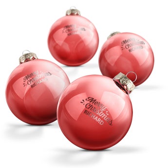 Personalised glass baubles - Red (4 pieces)