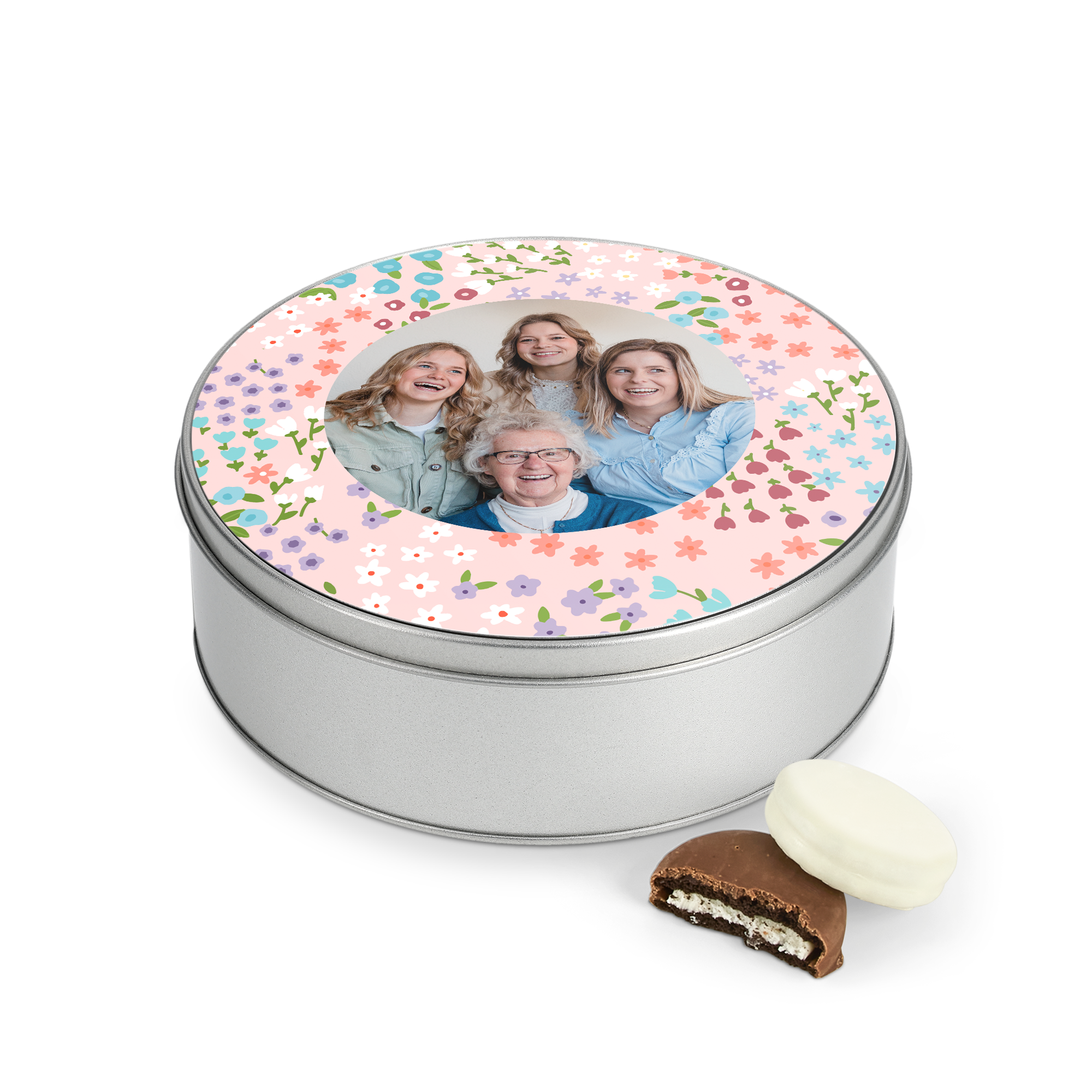 Printed gift tin filled with Oreo - Round