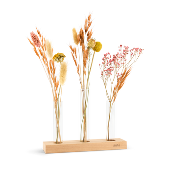 Szárított virágok - 3 váza - Fa állvány