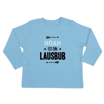 Baby Langarmshirt bedrucken - Babyblau - 50/56