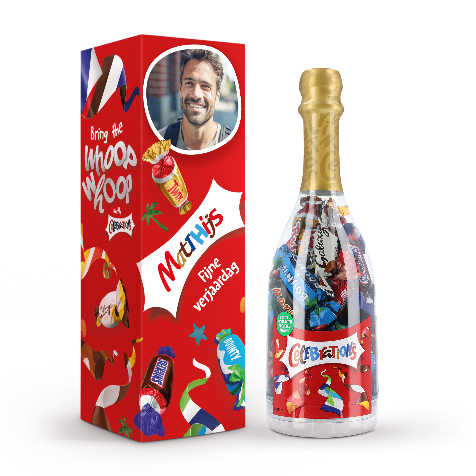 Celebrations chocolade fles in gepersonaliseerde giftbox