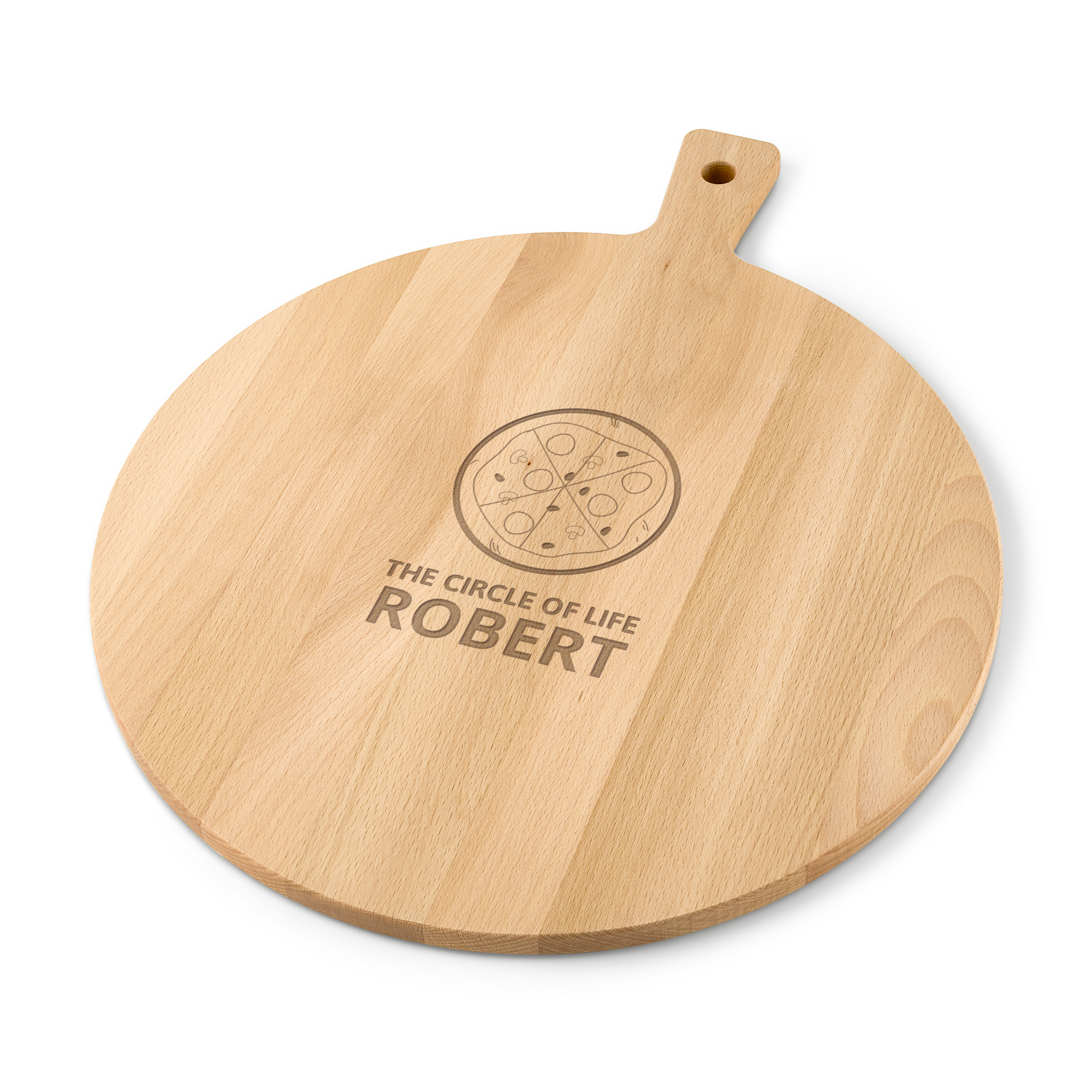 Engraved wooden pizza board - Beech - Round 