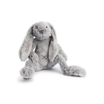 Rabbit Richie -pehmolelu nimellä - 38 cm - Harmaa